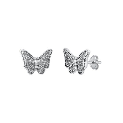 Silver Stud Earrings - Butterfly