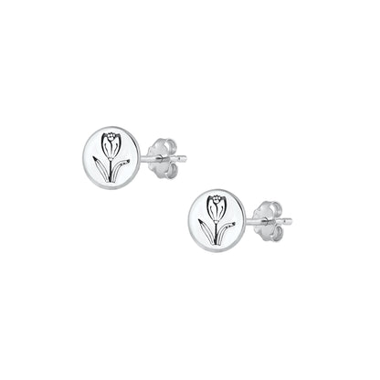 Silver Earrings - Flower