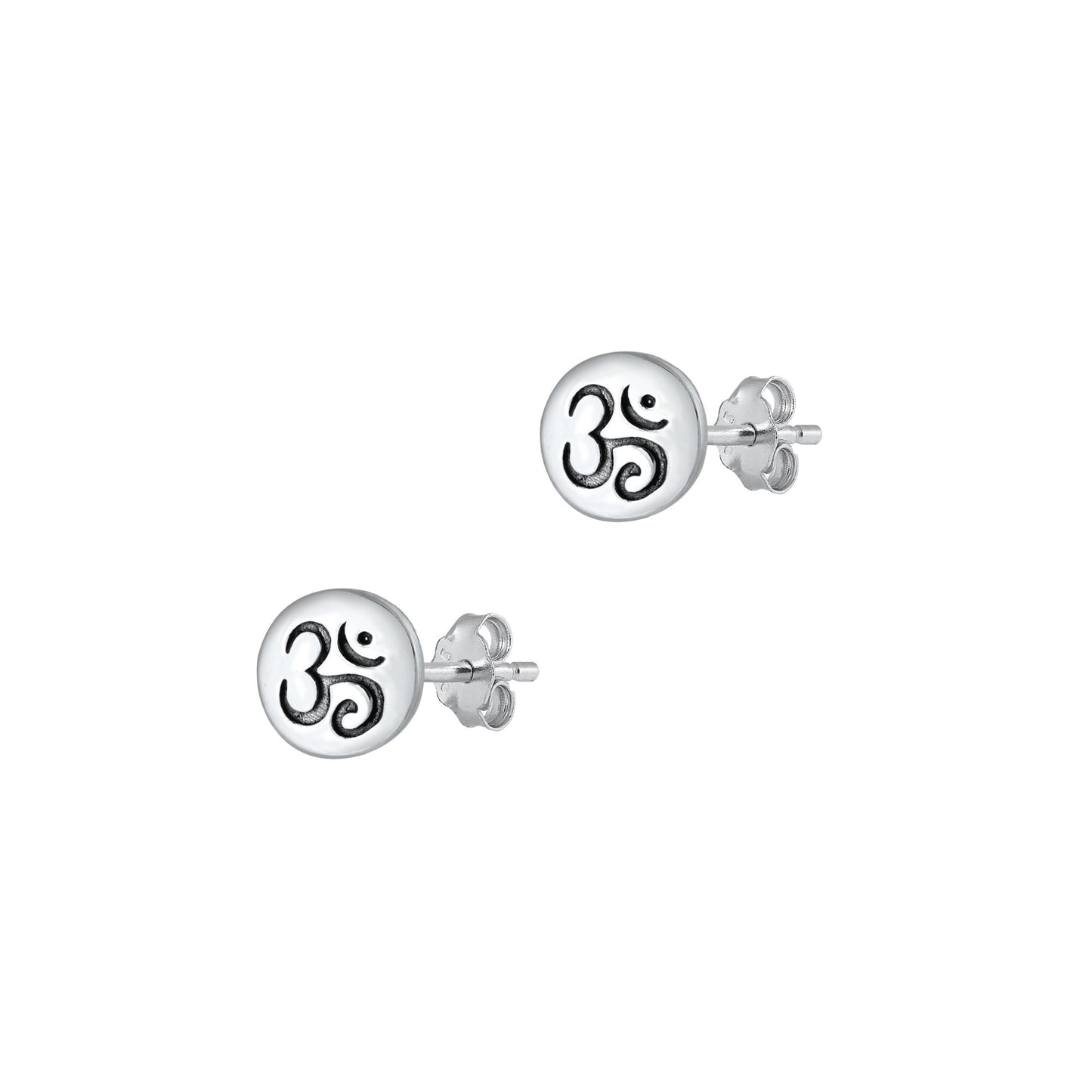 Silver Stud Earrings - Om Symbol