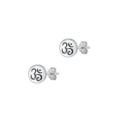 Silver Stud Earrings - Om Symbol