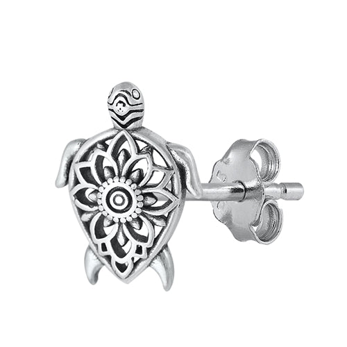 Silver Stud Earrings - Turtle