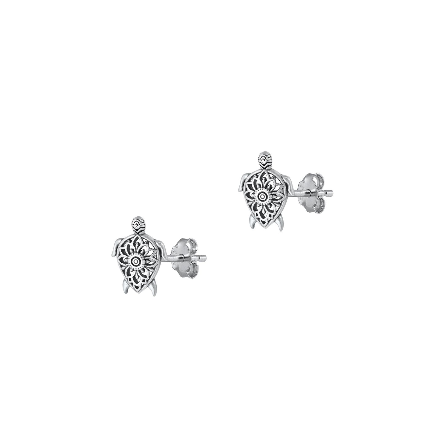 Silver Stud Earrings - Turtle