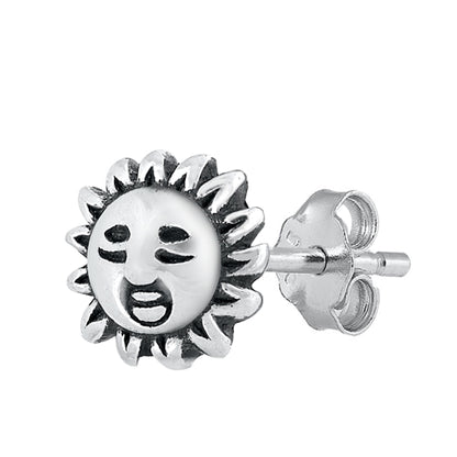 Silver Stud Earrings - Sun