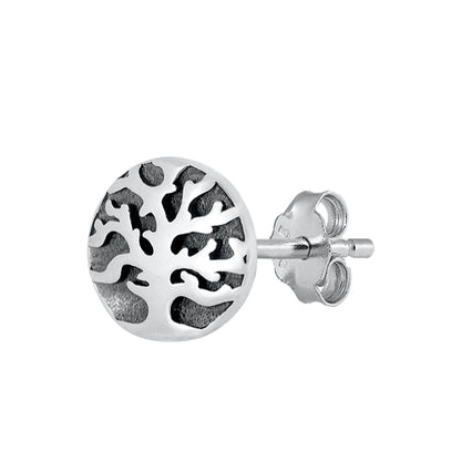 Silver Stud Earrings - Tree