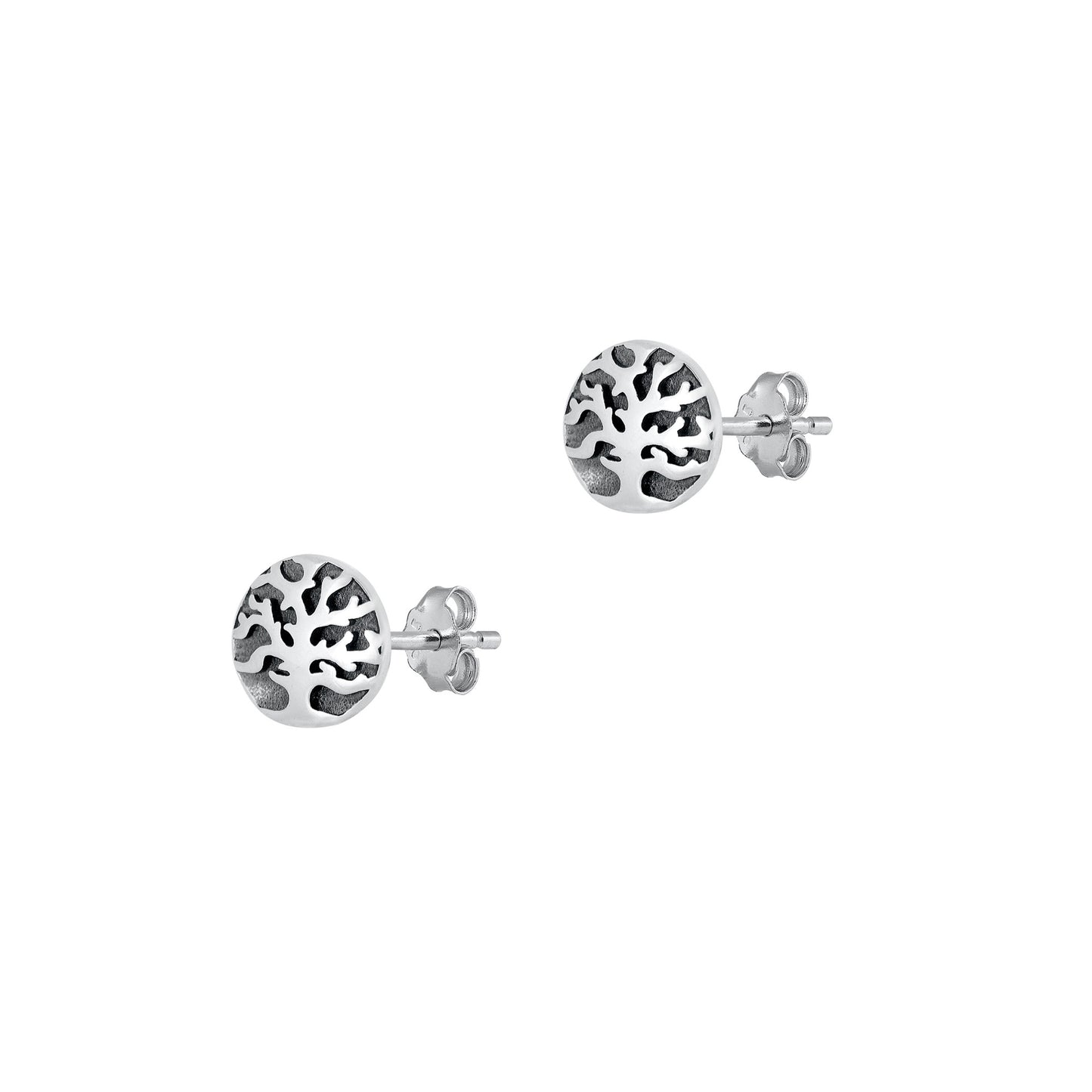 Silver Stud Earrings - Tree
