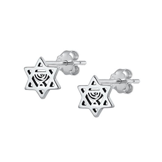 Silver Stud Earrings - Star of David