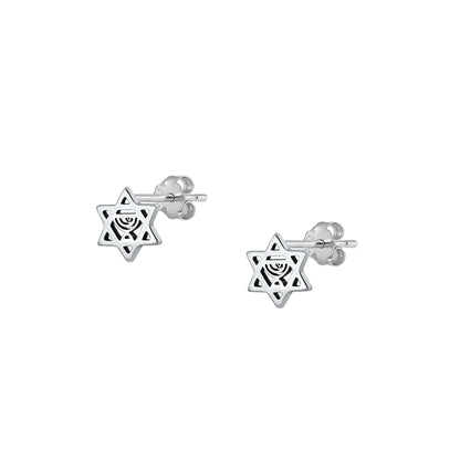 Silver Stud Earrings - Star of David