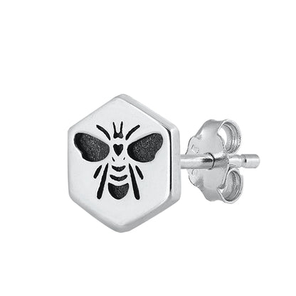 Silver Stud Earrings - Bee