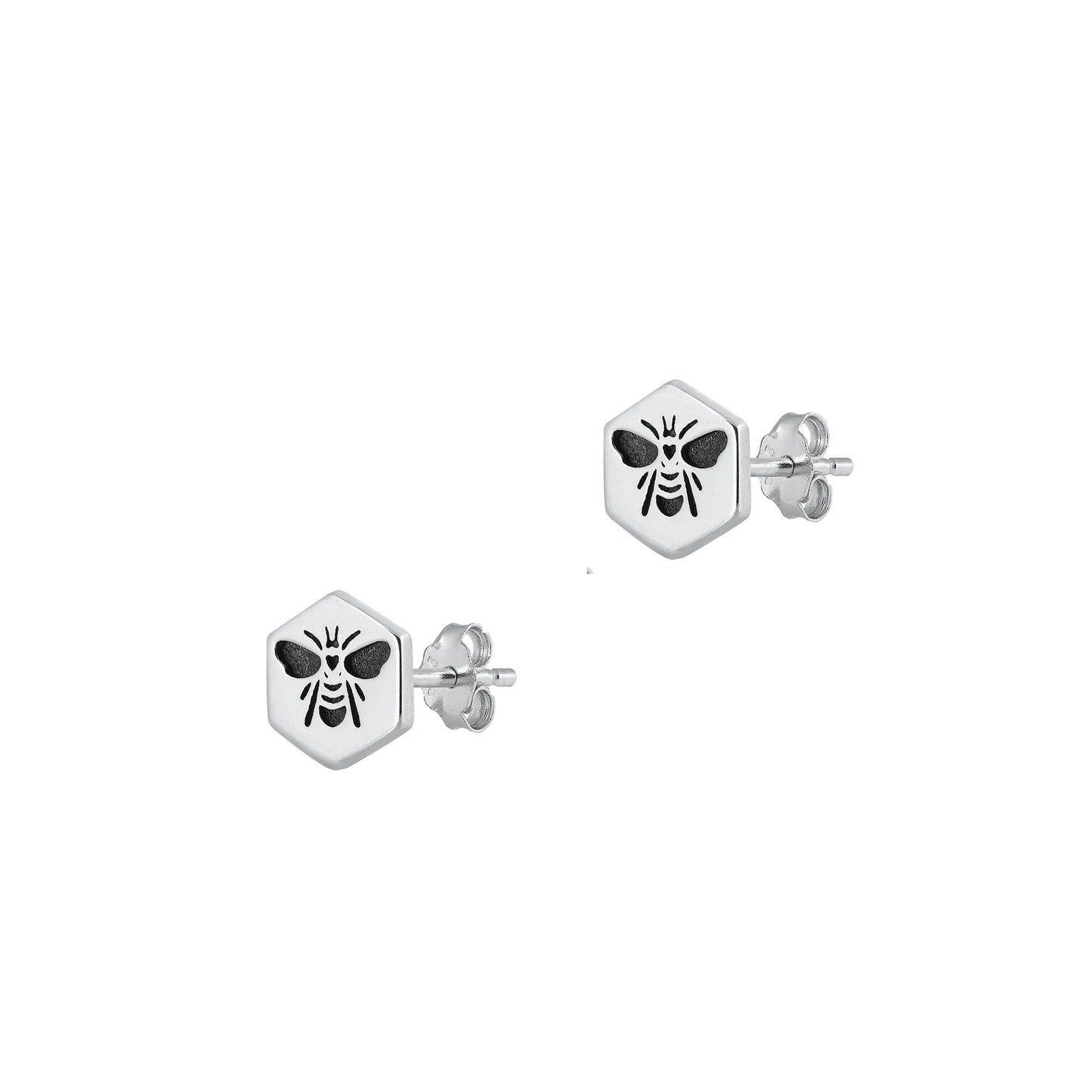 Silver Stud Earrings - Bee