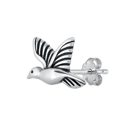 Silver Stud Earrings - Hummingbird