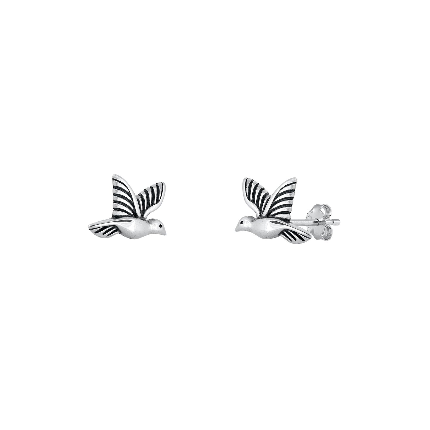 Silver Stud Earrings - Hummingbird