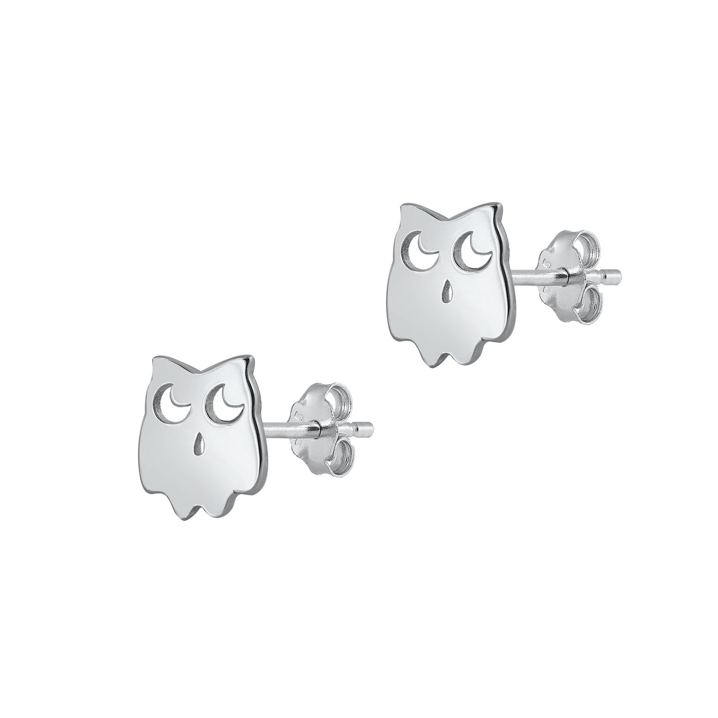 Silver Stud Earrings - Owl