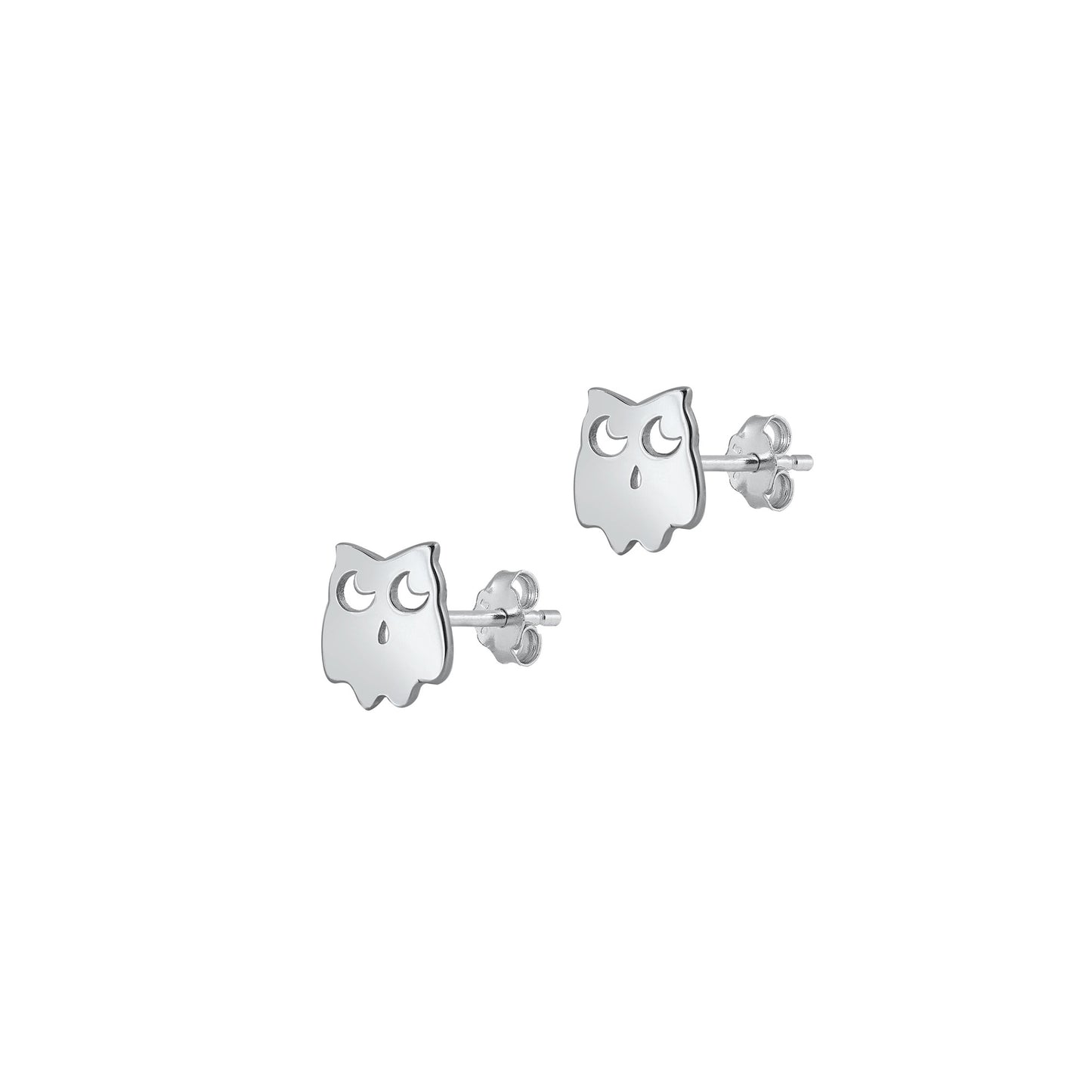 Silver Stud Earrings - Owl