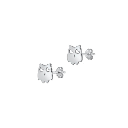 Silver Stud Earrings - Owl