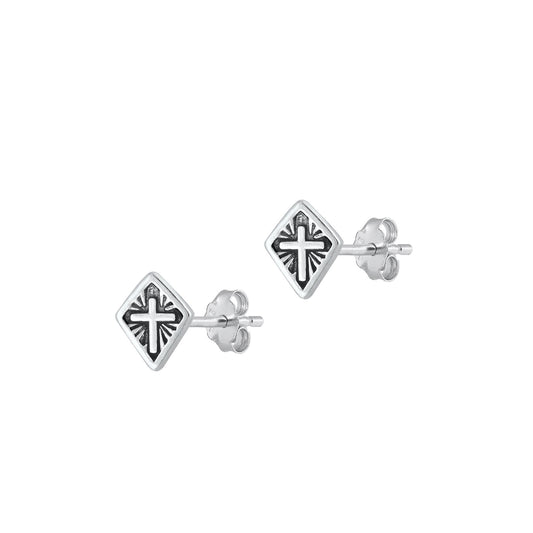 Silver Earrings - Cross