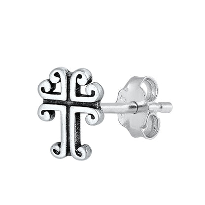 Silver Earrings - Cross
