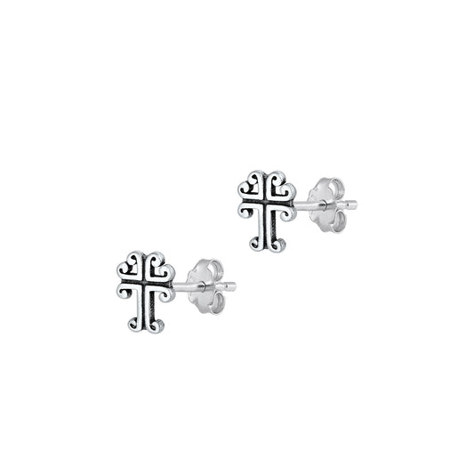 Silver Earrings - Cross