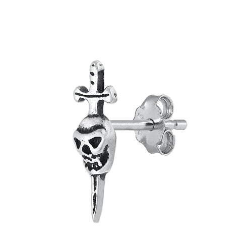 Silver Earrings - Sword & Skull