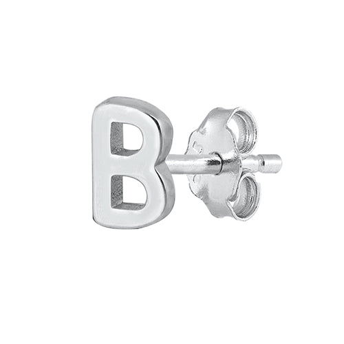 Silver Initial Earrings - B