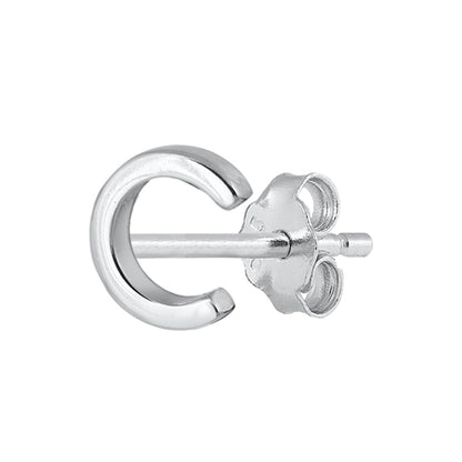 Silver Initial Earrings - C