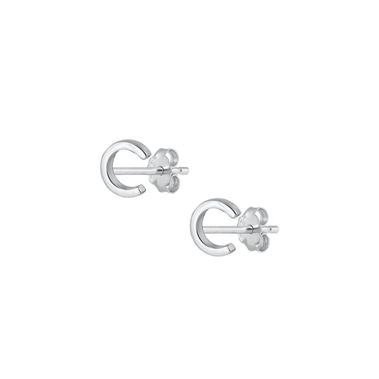 Silver Initial Earrings - C