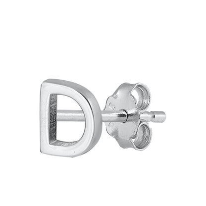 Silver Initial Earrings - D