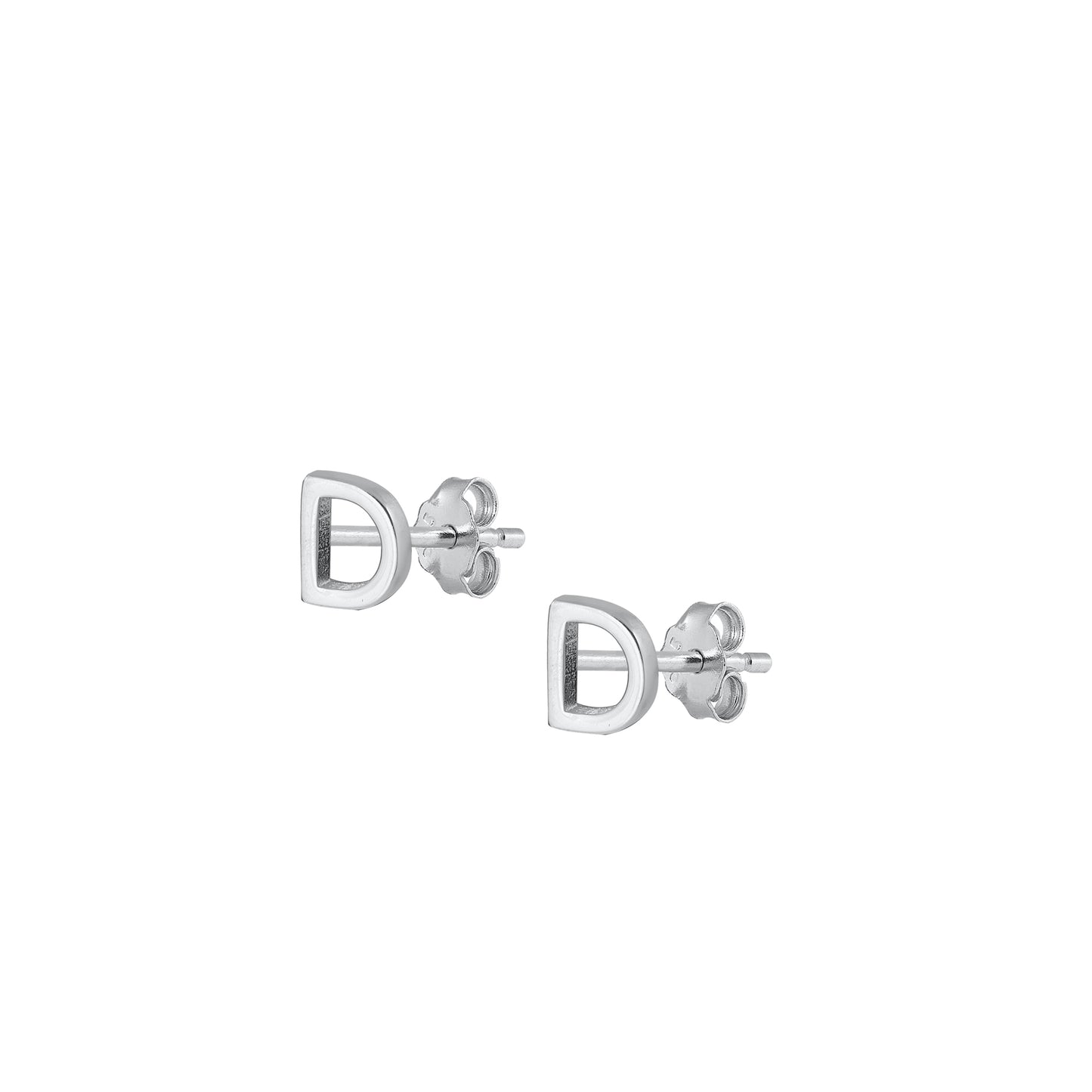 Silver Initial Earrings - D