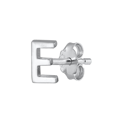 Silver Initial Earrings - E