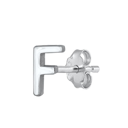 Silver Initial Earrings - F