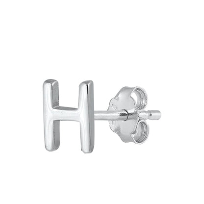 Silver Initial Earrings - H