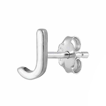 Silver Initial Earrings - J