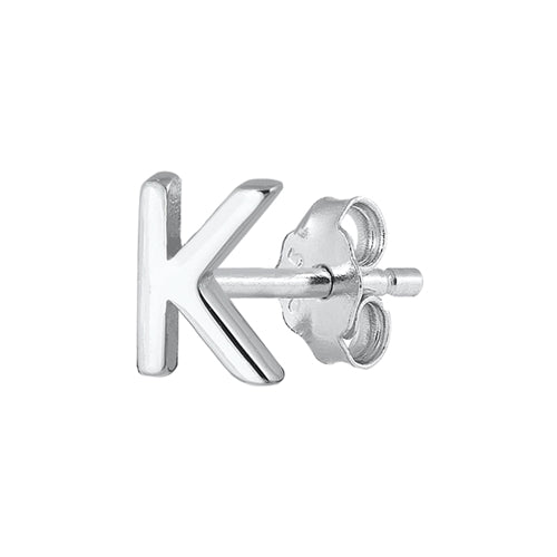 Silver Initial Earrings - K