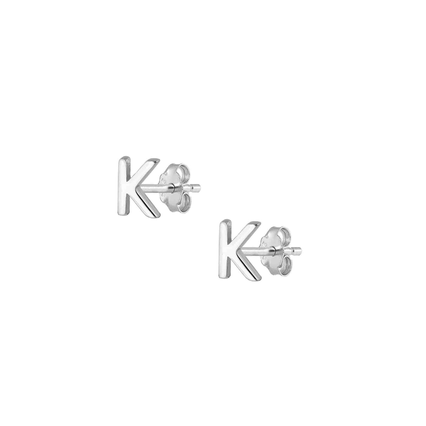 Silver Initial Earrings - K