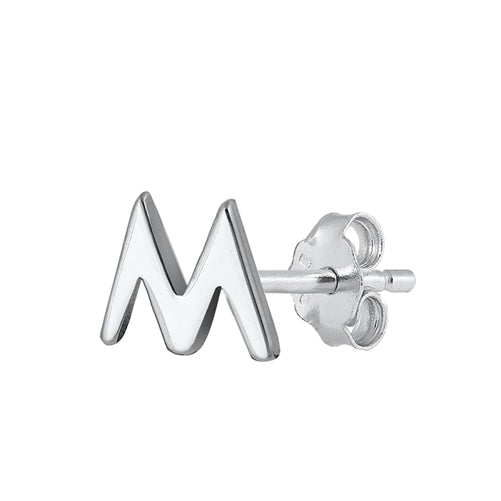 Silver Initial Earrings - M