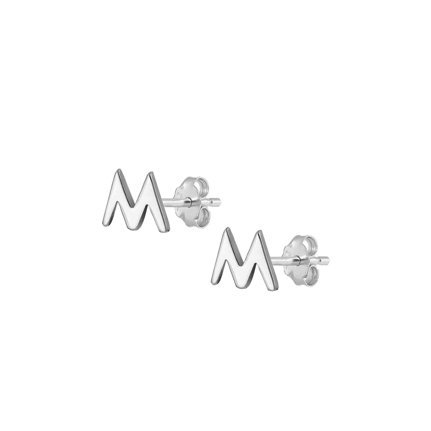 Silver Initial Earrings - M