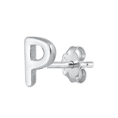 Silver Initial Earrings - P