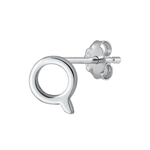 Silver Initial Earrings - Q