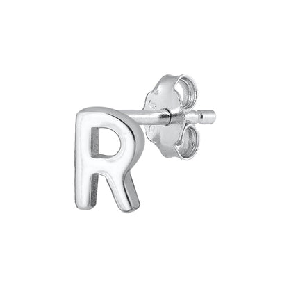 Silver Initial Earrings - R