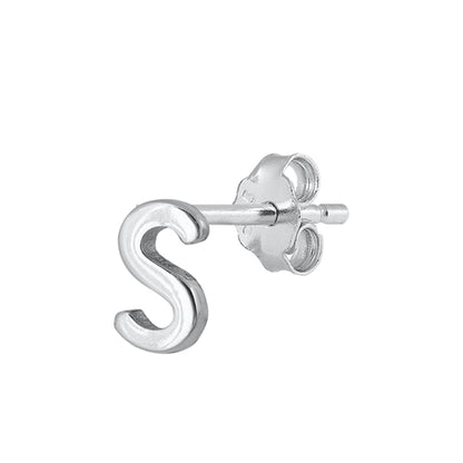 Silver Initial Earrings - S