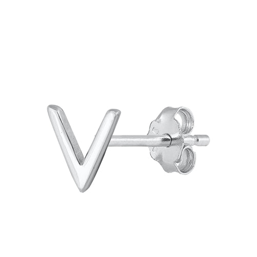 Silver Initial Earrings - V