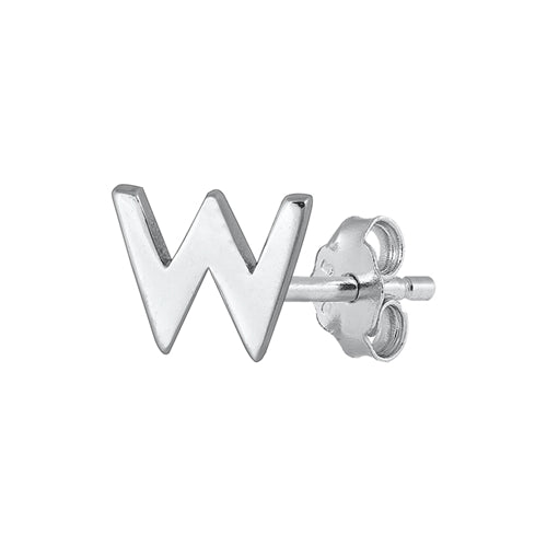 Silver Initial Earrings - W