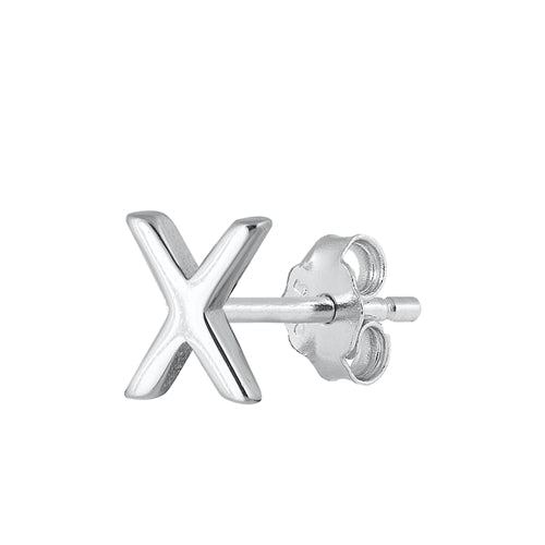 Silver Initial Earrings - X