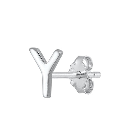 Silver Initial Earrings - Y