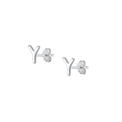 Silver Initial Earrings - Y