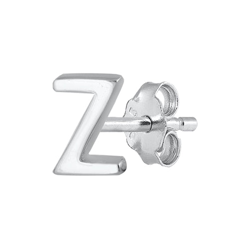 Silver Initial Earrings - Z