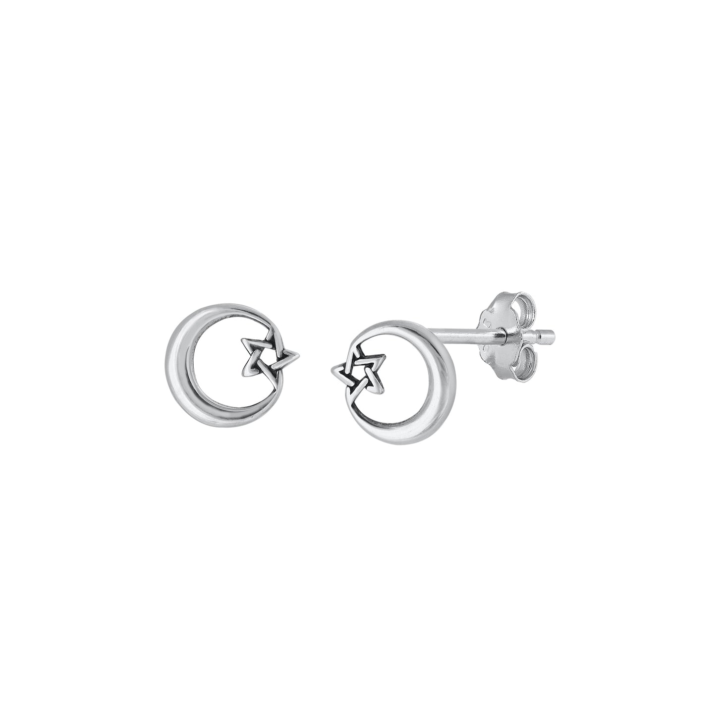 Silver Earrings - Star & Moon