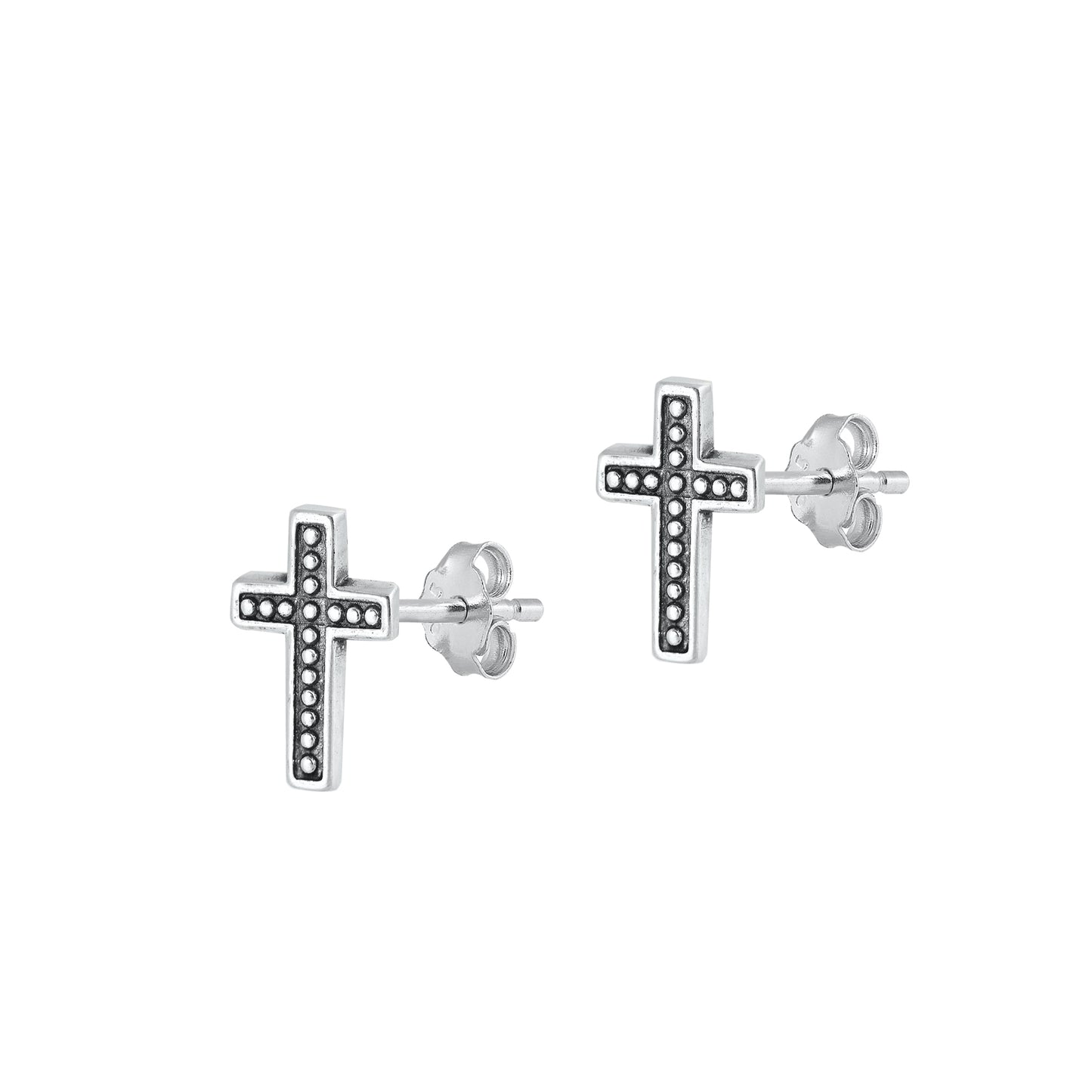 Silver Earrings - Cross