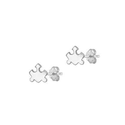 Silver Earrings - Puzzle Piece