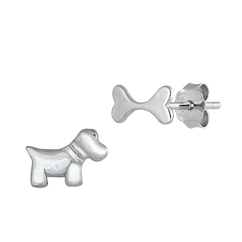 Silver Earrings - Dog Bone