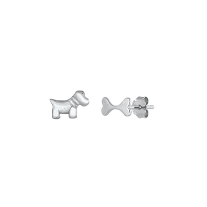 Silver Earrings - Dog Bone